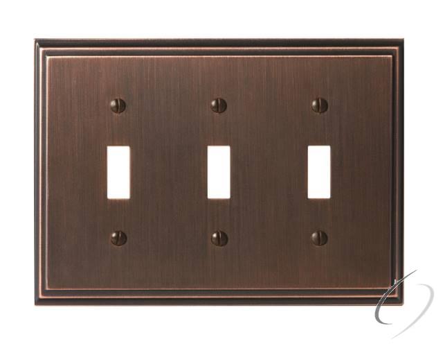 BP36516ORB 8-3/10" x 6-3/10" Mulholland Triple Toggle Wall Plate Oil Rubbed Bronze Finish