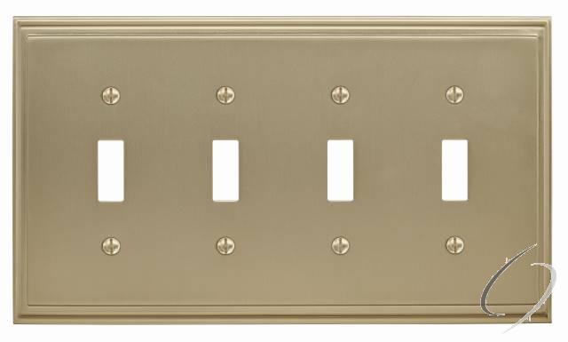 BP36517BBZ 8-3/10" x 6-3/10" Mulholland Quad Toggle Wall Plate Golden Champagne Finish