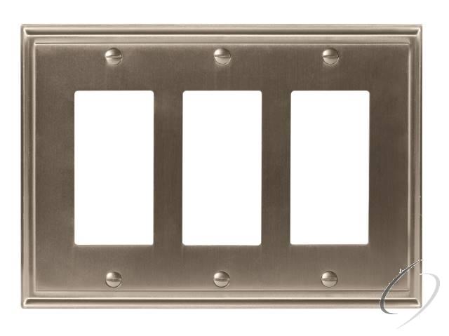 BP36520G10 7-3/10" x 4-3/4" Mulholland Triple Rocker Wall Plate Satin Nickel Finish