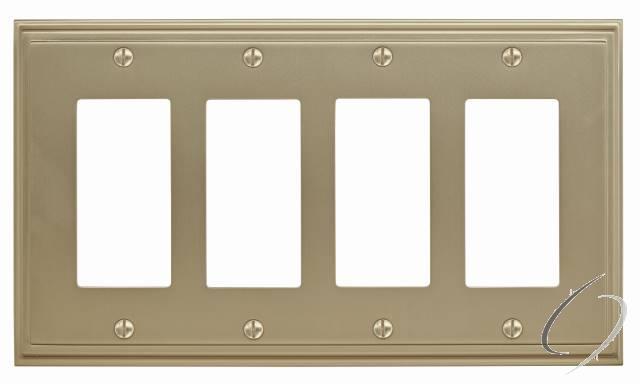 BP36521BBZ 7-3/10" x 4-3/4" Mulholland Quad Rocker Wall Plate Golden Champagne Finish