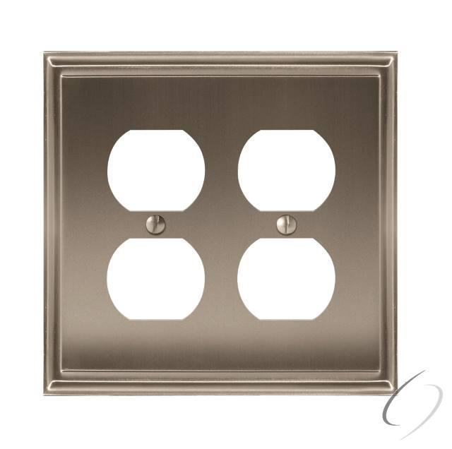 BP36523G10 9-17/20" x 6-3/10" Mulholland Double Outlet Wall Plate Satin Nickel Finish