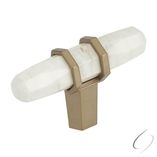 Amerock BP36647MWBBZ Carrione 2-1/2" Length Cabinet Knob Marble White and Golden Champagne Finish