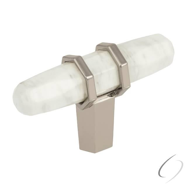 Amerock BP36647MWPN Carrione 2-1/2" Length Cabinet Knob Marble White and Polished Nickel