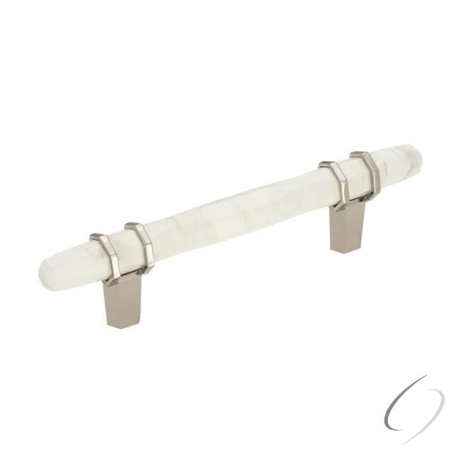 Amerock BP36648MWPN Carrione 3-3/4" Center to Center Cabinet Pull Marble White and Polished Nickel F