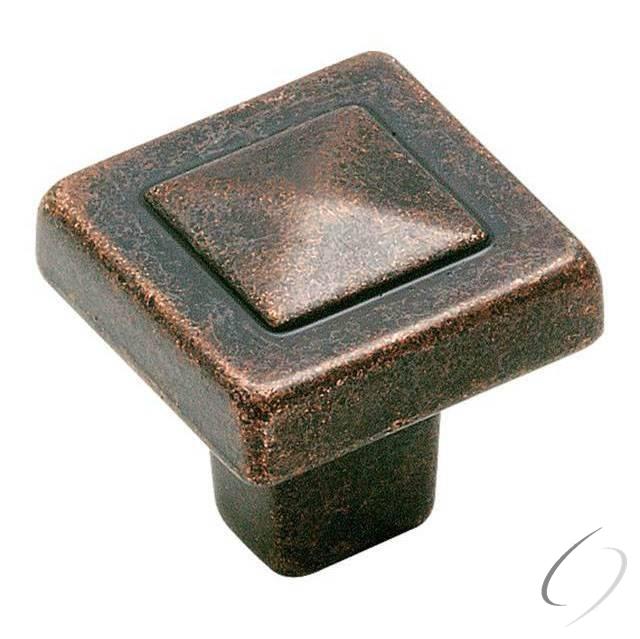 Amerock BP4429RBZ 1-1/8" (29 mm) Forgings Square Cabinet Knob Rustic Bronze Finish