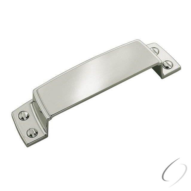 Amerock BP55318PN 3-1/2" (89 mm) Center to Center Highland Ridge Cabinet Cup Pull Bright Nickel Fini