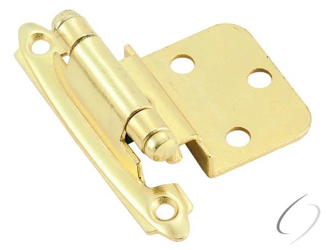 Amerock BPR34283 3/8" (10 mm) Inset Self Closing Face Mount Cabinet Hinge 2 Pack Bright Brass Finish