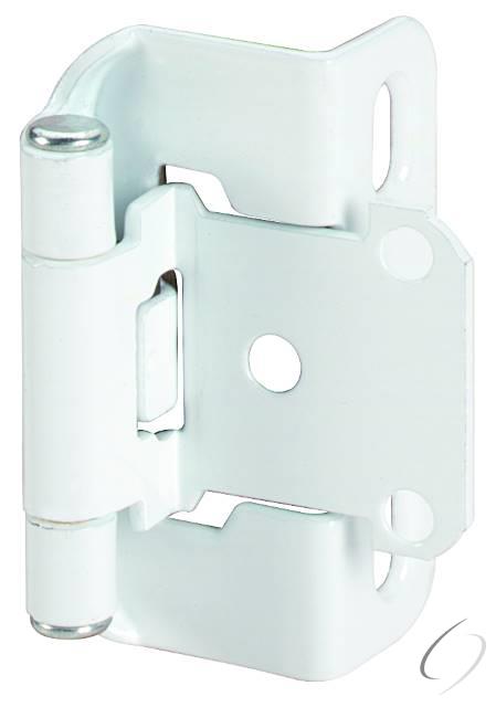 Amerock BPR7550W 1/2" (13 mm) Overlay Self Closing Partial Wrap Cabinet Hinge 2 Pack White Finish