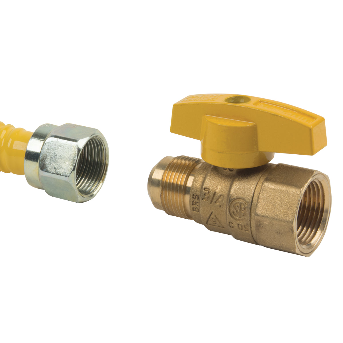 CSSC2J-24 - ProCoat Stainless Steel Gas Connector with Ball Valve - 3/4" FIP x FIP, 1/2" ID, 24"