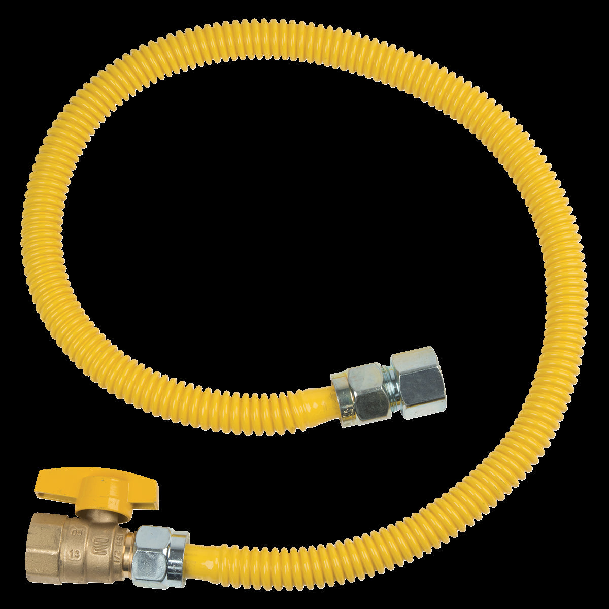 CSSC2J-24 - ProCoat Stainless Steel Gas Connector with Ball Valve - 3/4" FIP x FIP, 1/2" ID, 24"