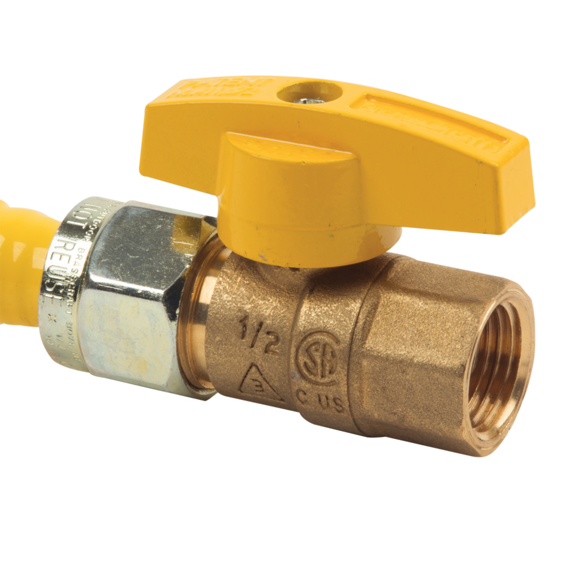CSSC4K-24 - ProCoat Stainless Steel Gas Connector with Ball Valve - 1/2" MIP x FIP, 1/2" ID, 24"