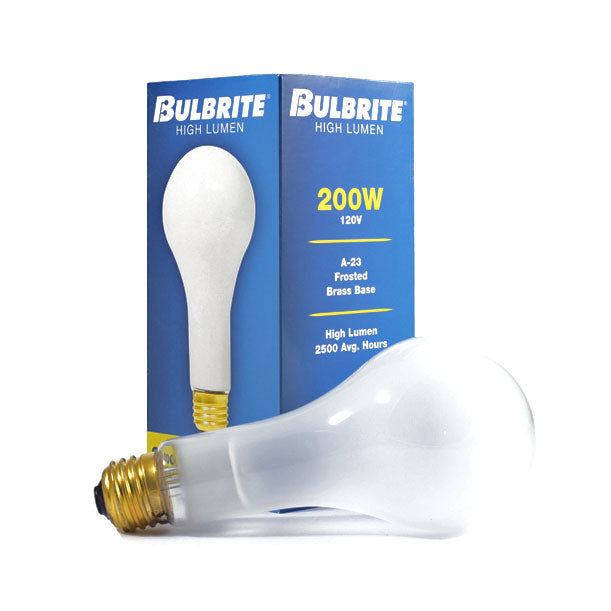 100201 - Frosted A23 Incandescent Light Bulb - 200 Watt - 12 Pack