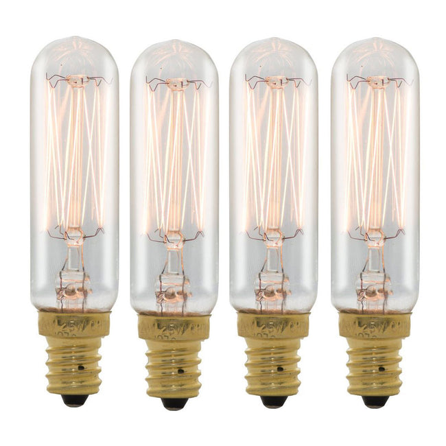 132507 - Nostalgic Thread Candelabra T6 Light Bulb - 25 Watt - 4 Pack