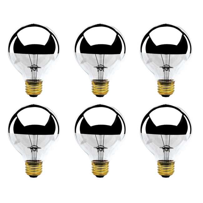 712331 - Globe G25 Half Mirror Light Bulb - 100 Watt - 6 Pack