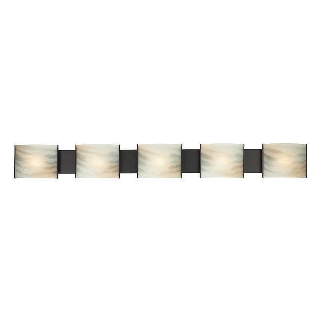 ELK Lighting BV715-HM-45 - Pannelli 52" Wide 5-Light Vanity Sconce in Oil Rubbed Bronze with Hand-fo