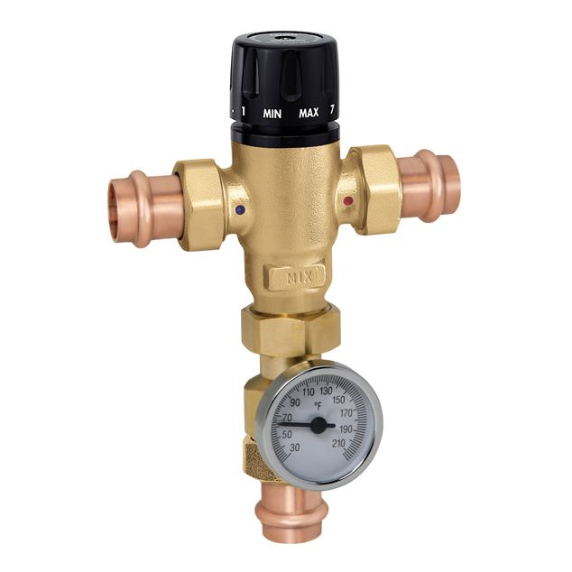 521616A - 1" MixCal Adjustable Thermostatic and Pressure Balanced Mixing Valve (press)