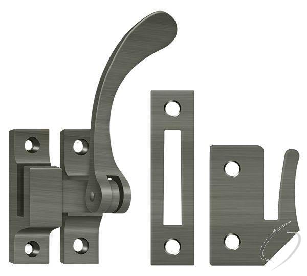 CF450U15A Window Lock; Casement Fastener; Reversible; 4-1/2"; Antique Nickel Finish