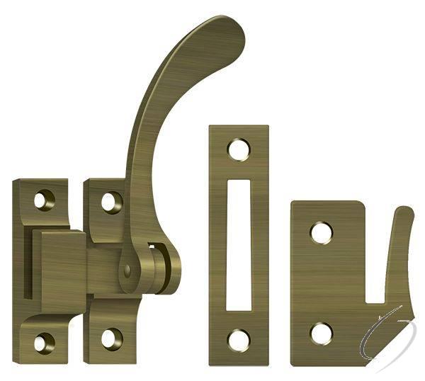 CF450U5 Window Lock; Casement Fastener; Reversible; 4-1/2"; Antique Brass Finish