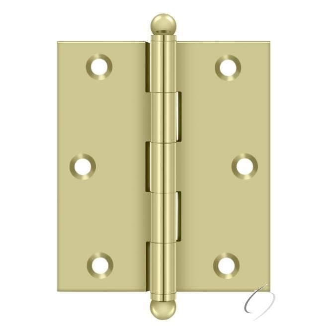 CH3025U3-UNL 3" x 2-1/2" Hinge; with Ball Tips; Unlacquered Bright Brass Finish
