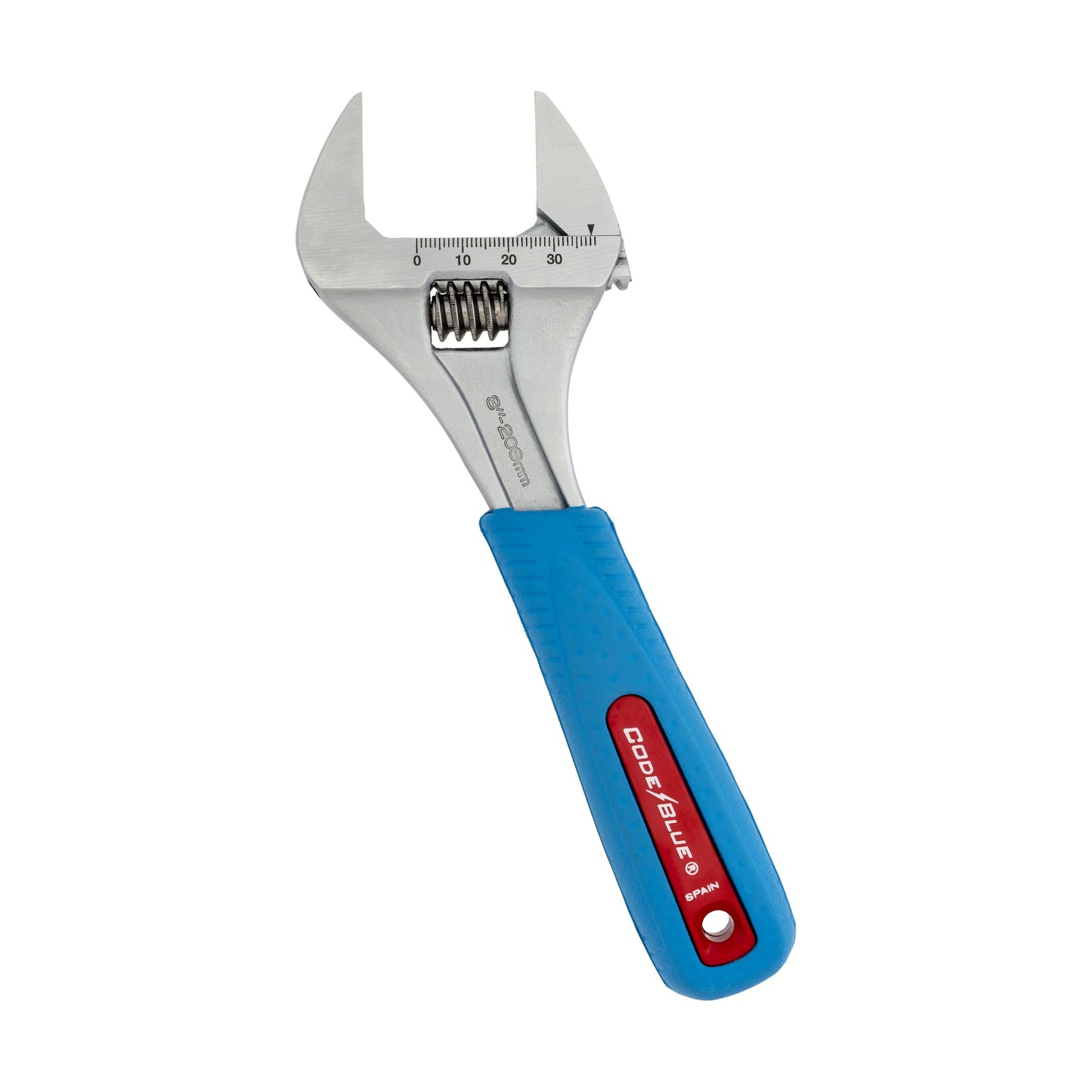 8SWCB - 8" Code Blue Wideazz Slim Jaw Adjustable Wrench
