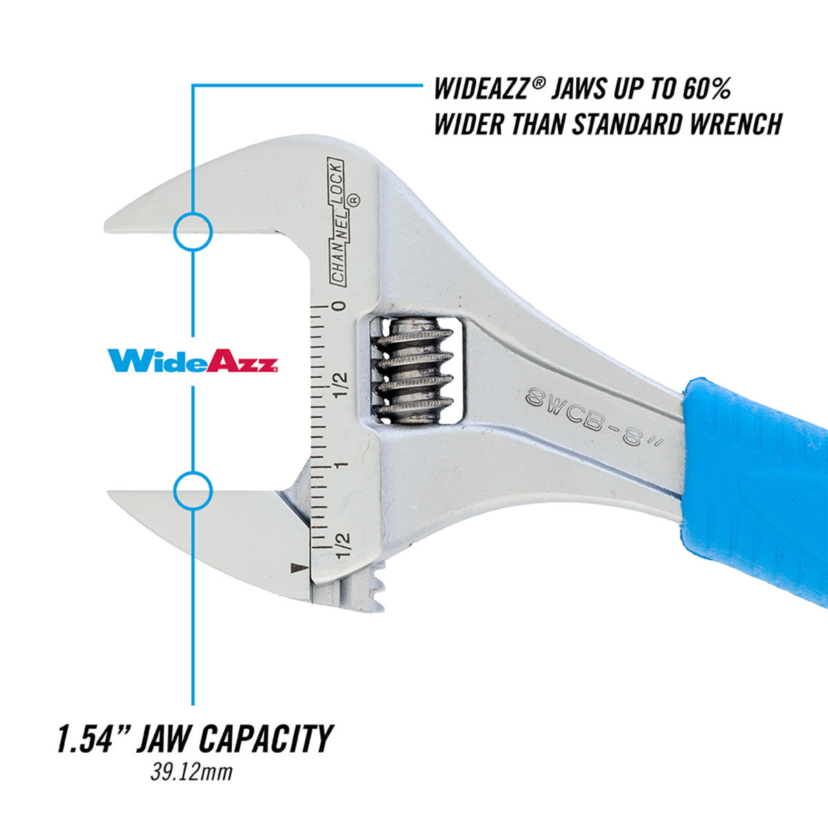 8WCB - 8" Code Blue Wideazz Adjustable Wrench