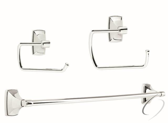 CLARENDON262 Bathroom Kit with BH2650026 Tissue Roll Holder BH2650126 Towel Ring BH2650426 Towel Bar Bright Chrome Finish