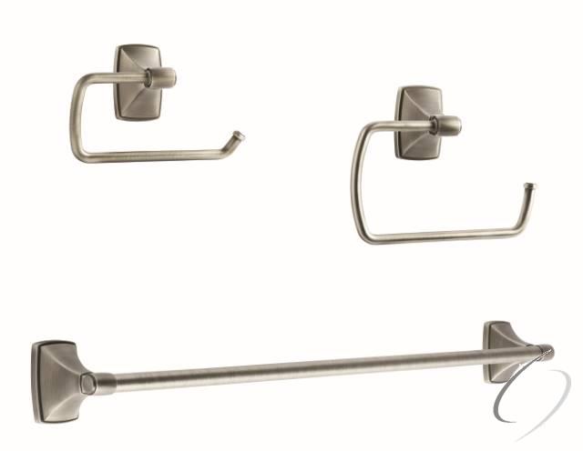 CLARENDONAS2 Bathroom Kit with BH26500AS Tissue Roll Holder BH26501AS Towel Ring BH26504AS Towel Bar Antique Silver Finish