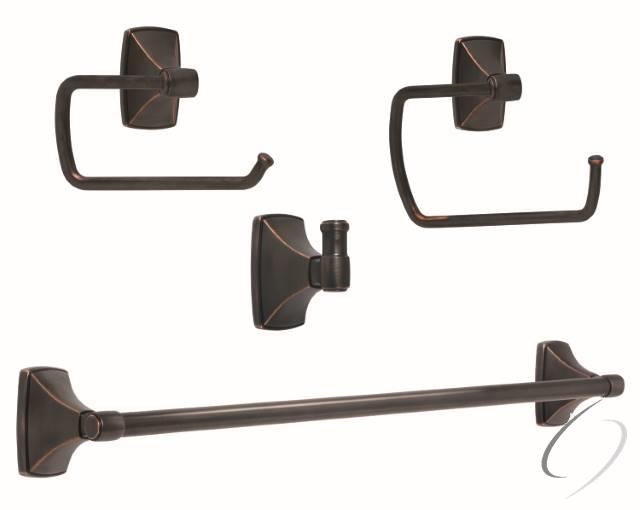 CLARENDONORB4 Bathroom Kit with BH26500ORB Tissue Roll Holder BH26501ORB Towel Ring BH26504ORB Towel Bar BH26502ORB Robe Hook Oil Rubbed Bronze Finish