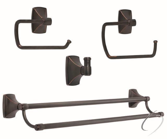 CLARENDONORB5 Bathroom Kit with BH26500ORB Tissue Roll Holder BH26501ORB Towel Ring BH26505ORB Double Towel BH26502ORB Robe Hook Oil Rubbed Bronze Finish