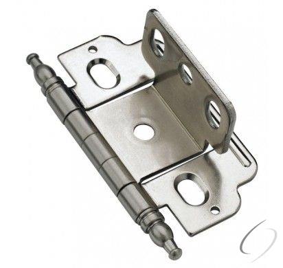 Amerock CM3180TMG9 3/4" (19 mm) Full Inset Partial Wrap Ball Tip Cabinet Hinge Sterling Nickel Finis