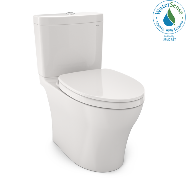 Toto MS446124CEMFG#11 - Aquia IV Two-Piece Elongated Dual Flush 1.28 and 0.8 GPF Universal Height Toilet with CEFIONTECT, WASHLET+ Ready, Colonial White