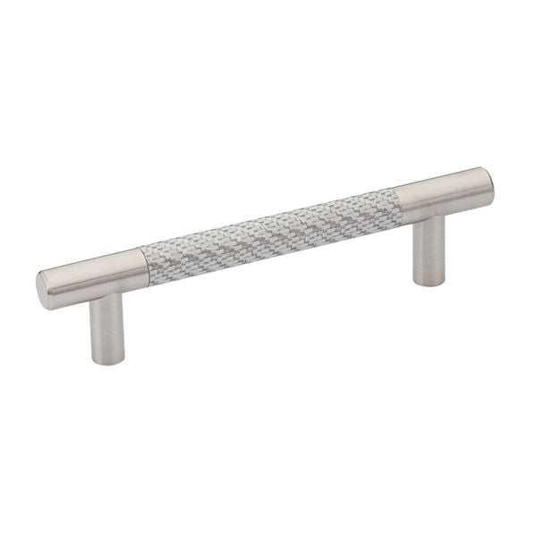 86387US15 Carbon Fiber Silver 4" Bar Pull Satin Nickel Finish
