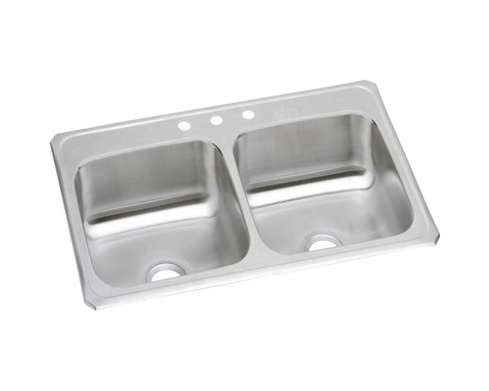 Elkay CR33213 - 20 Gauge Stainless Steel 33" x 21.25" x 6.875" Double Bowl Drop-in Kitchen Sink