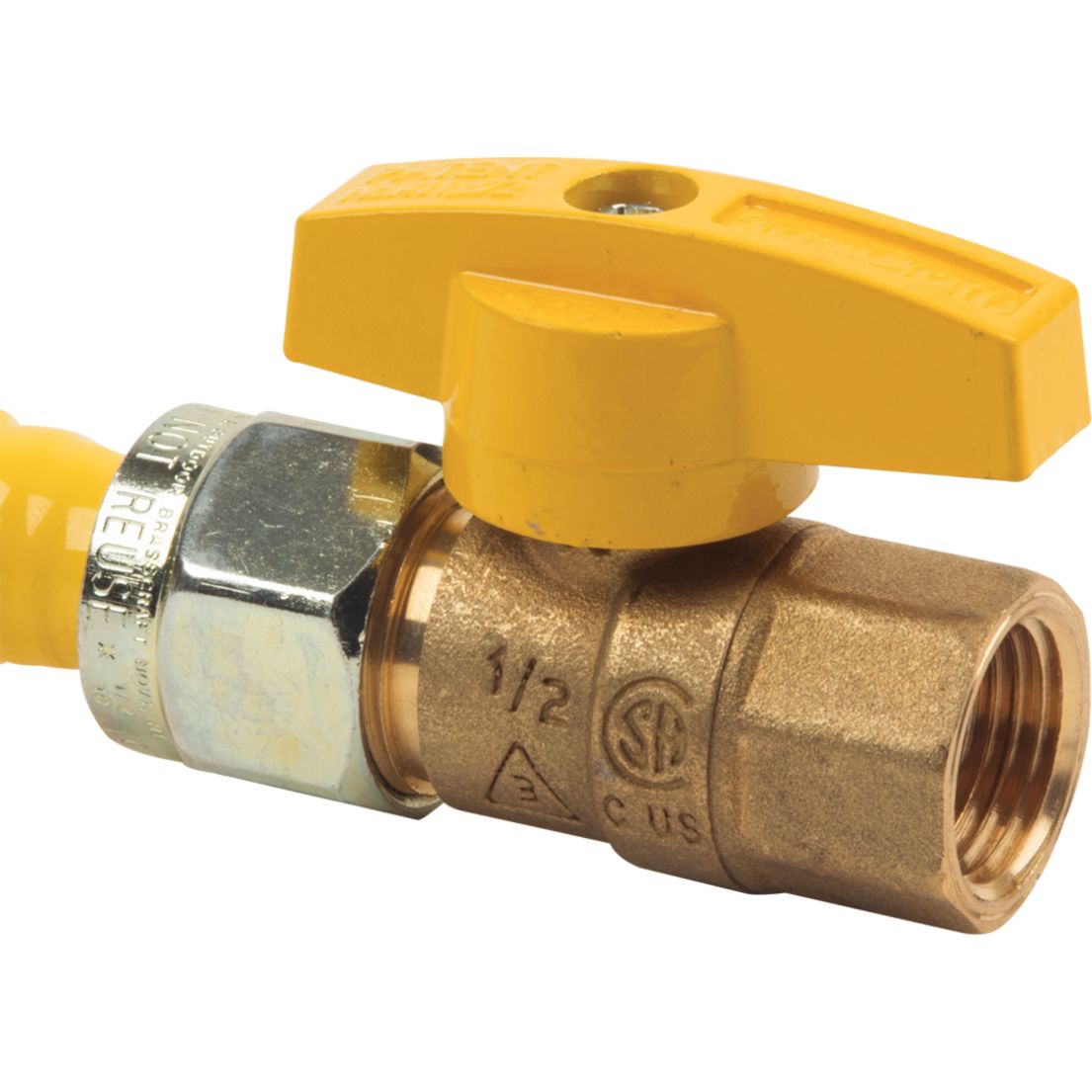 CSSC4K-36 - ProCoat Stainless Steel Gas Connector with Ball Valve - 1/2" MIP x FIP, 1/2" ID, 36"