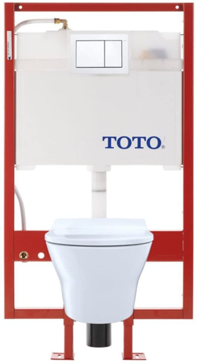 Toto CWT437237MFG#WH - MH Hung D-Shape Toilet and DuoFit in-Wall 0.9 and 1.28 GPF Dual-Flush Tank- C