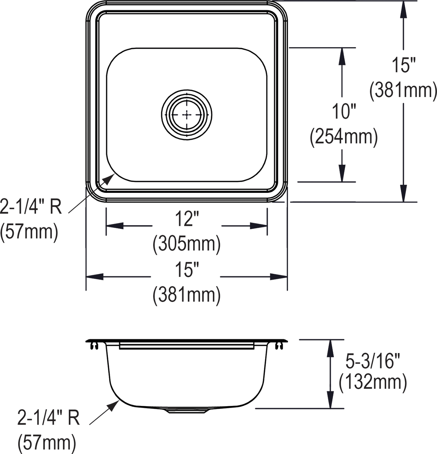 Elkay D115151 - 23 Gauge Stainless Steel 15" x 15" x 5.1875" Single Bowl Drop-in Bar/Prep Sink