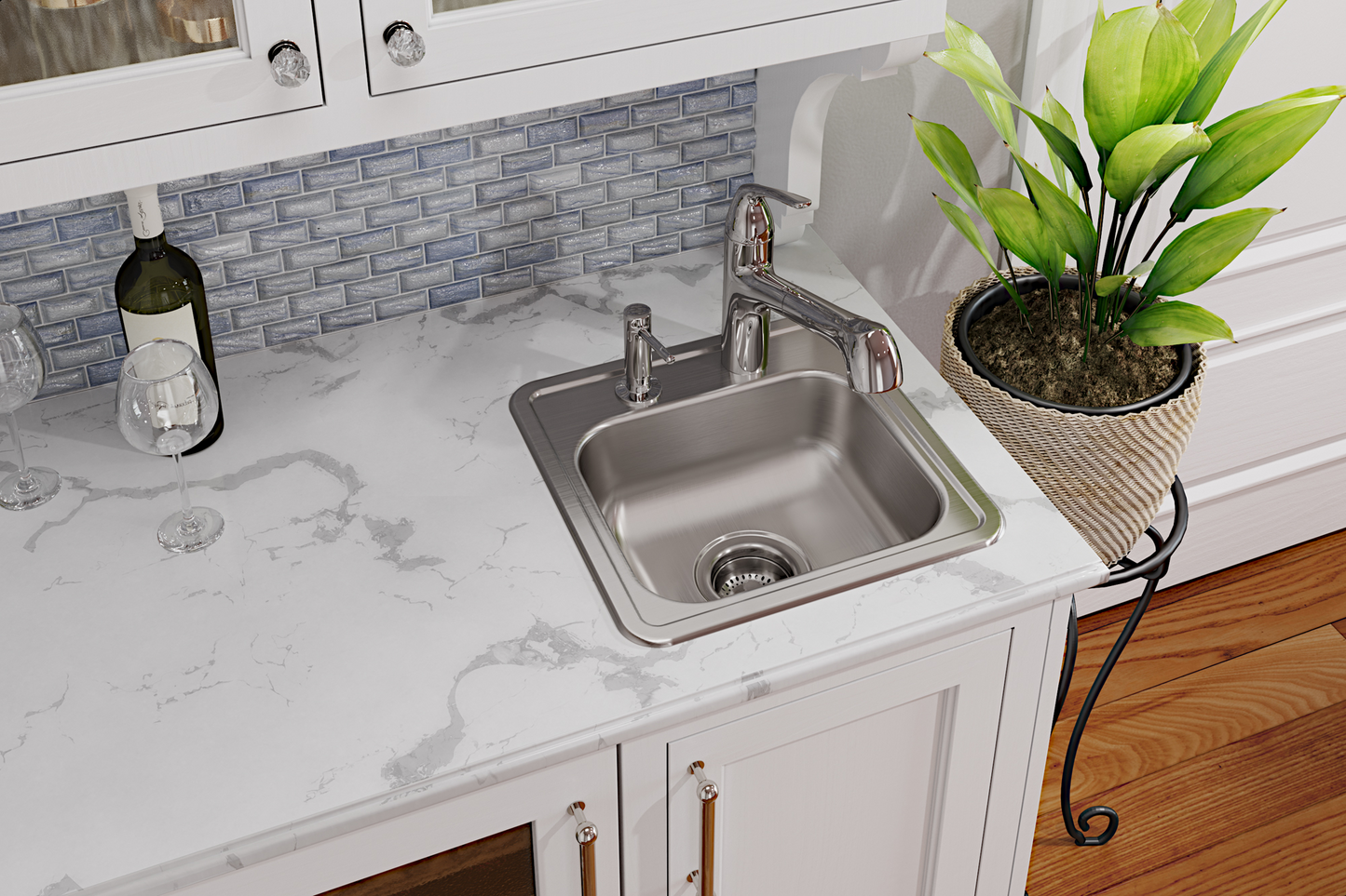 Elkay D115162 - Dayton Stainless Steel 15" x 15" x 5-3/16", Single Bowl Drop-in Bar Sink