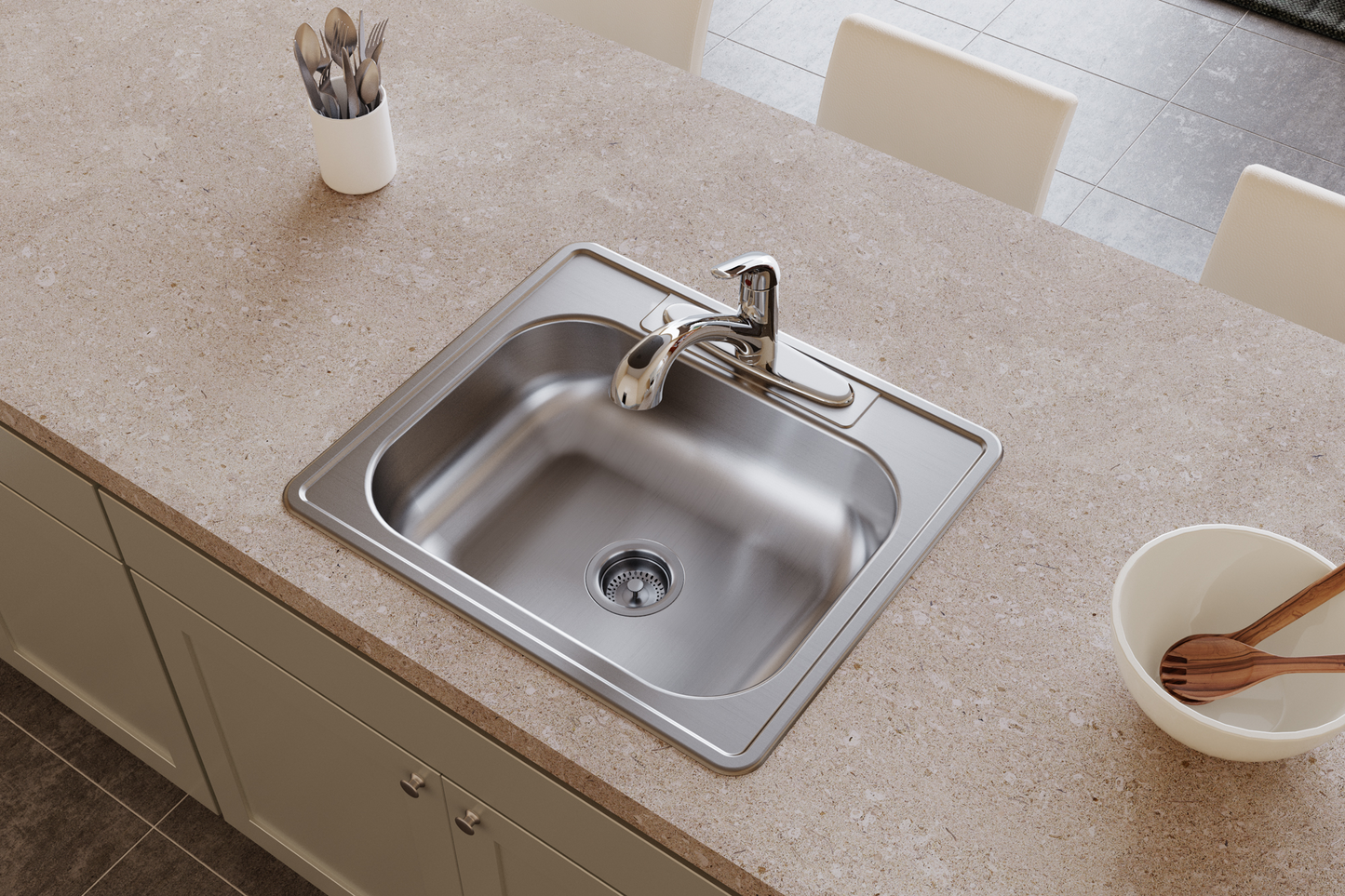 Elkay D125222 - Dayton Stainless Steel 25" x 22" x 6-9/16", Single Bowl Drop-in Sink
