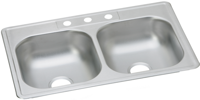 Elkay D233213 - Dayton Stainless Steel 33" x 21-1/4" x 6-9/16", Equal Double Bowl Drop-in Sink