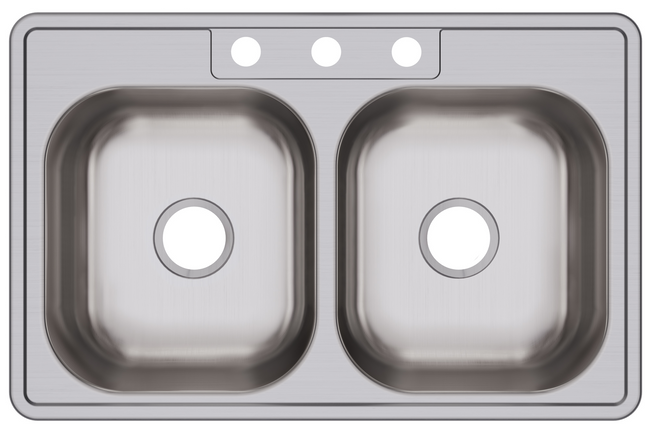 Elkay D233213 - Dayton Stainless Steel 33" x 21-1/4" x 6-9/16", Equal Double Bowl Drop-in Sink