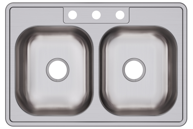 Elkay D233223 - Dayton Stainless Steel 33" x 22" x 6-9/16", Equal Double Bowl Drop-in Sink