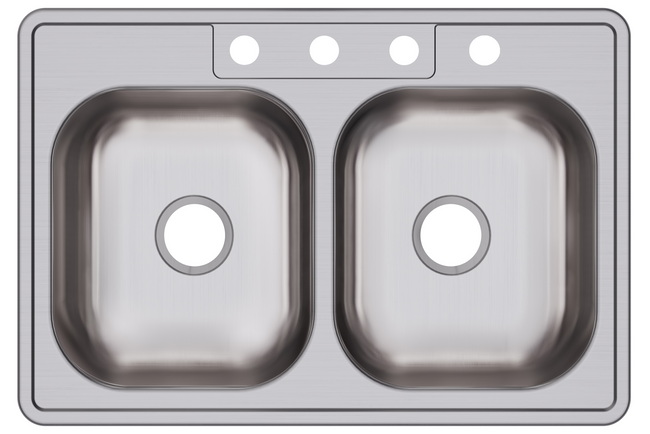 Elkay D233224 - D233224 Dayton Stainless Steel 33" x 22" x 6-9/16", Equal Double Bowl Drop-in Sink
