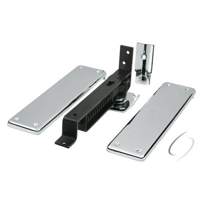 DASH95U26 Spring Hinge; Double Action with Solid Brass Cover Plates; Bright Chrome Finish