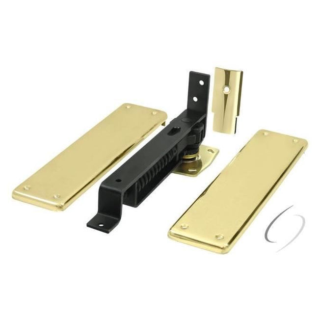 DASH95U3 Spring Hinge; Double Action with Solid Brass Cover Plates; Bright Brass Finish