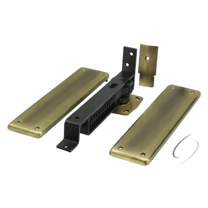 DASH95U5 Spring Hinge; Double Action with Solid Brass Cover Plates; Antique Brass Finish