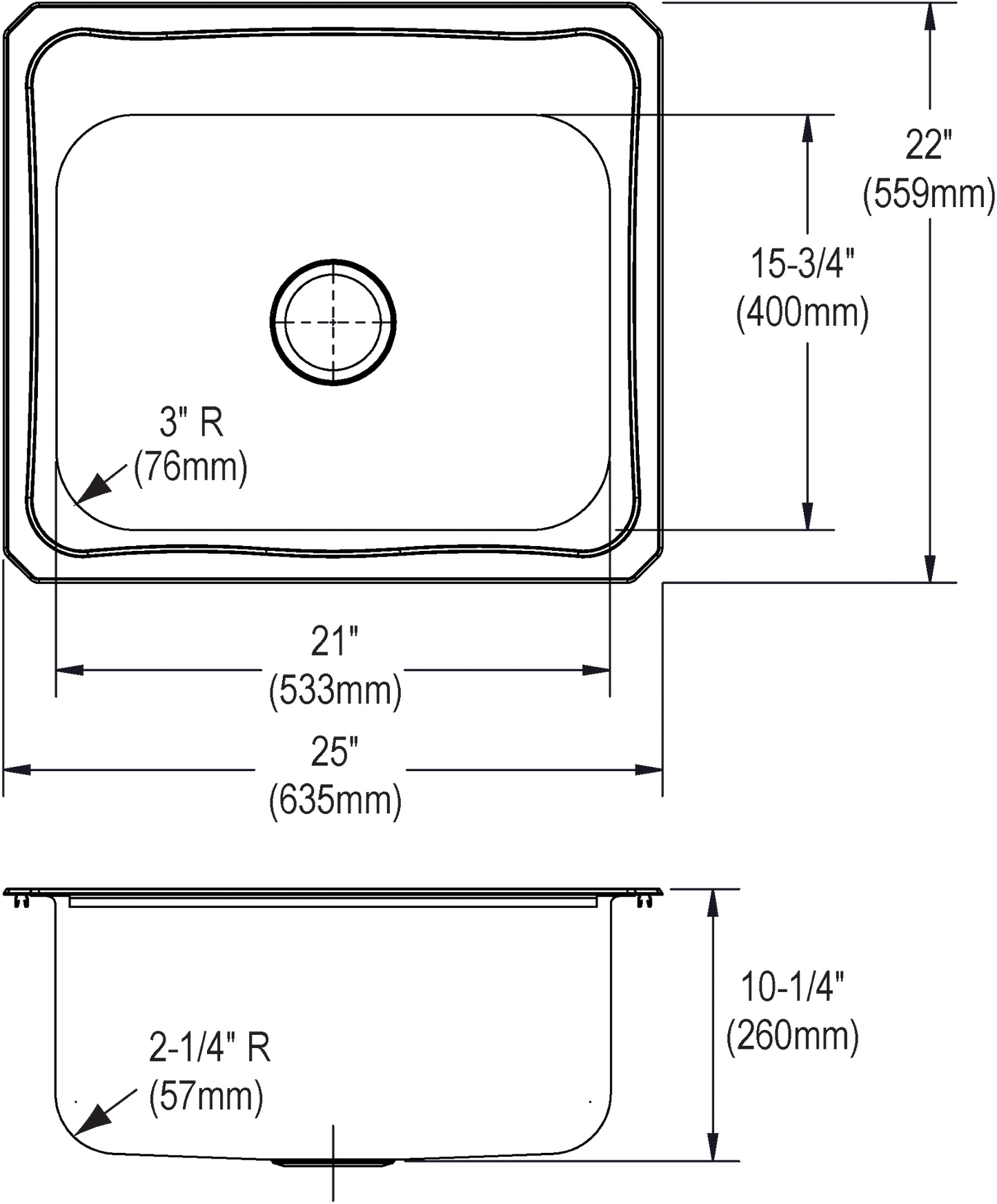 Elkay DCR2522103 - Elkay Pursuit Stainless Steel 25" x 22" x 10-1/4", Single Bowl Drop-in Laundry Si