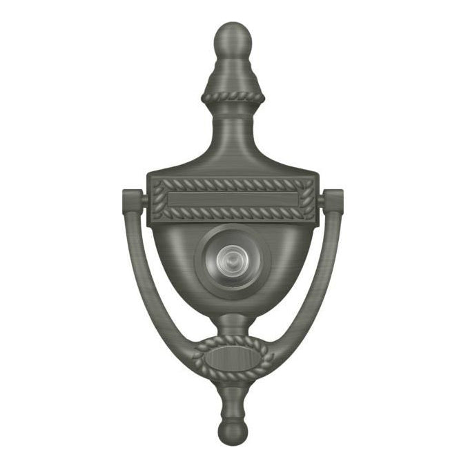 Deltana DKV6R - 6" Solid Brass Victorian Rope Door Knocker with Viewer