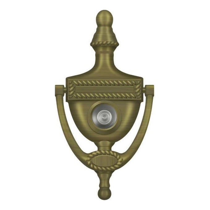 Deltana DKV6R - 6" Solid Brass Victorian Rope Door Knocker with Viewer