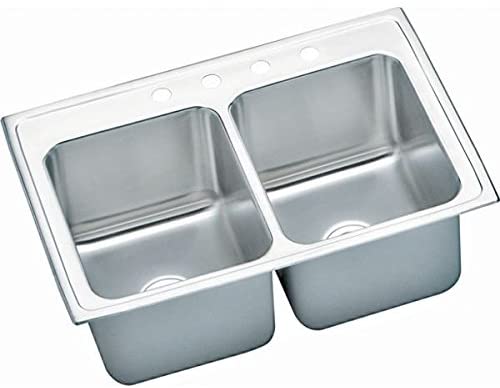 Elkay DLR3322104 - Elkay Lustertone Classic Stainless Steel 33" x 22" x 10-1/8", Equal Double Bowl D