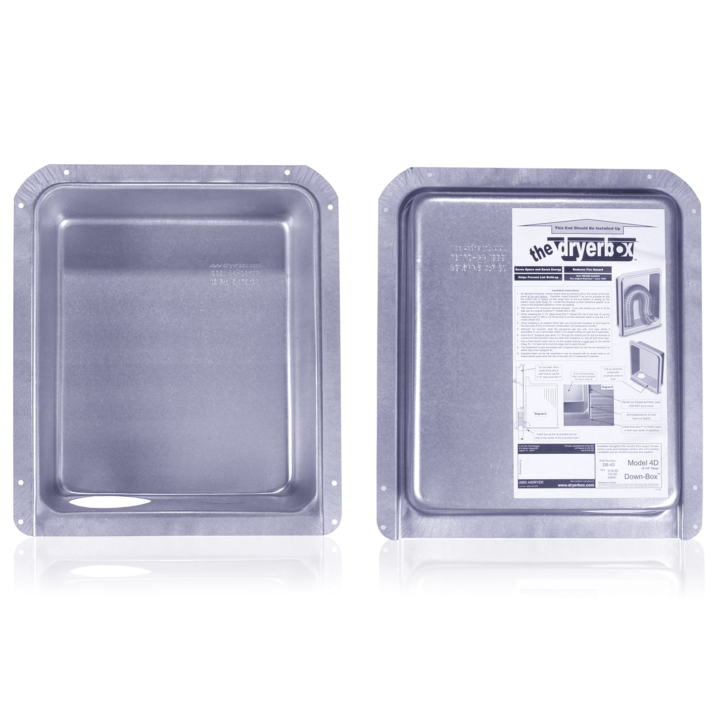 Dryerbox DB-4D - 14" x 16" In-Wall Dryer Exhaust Receptacle, Downward Exhaust, 2x6 Walls